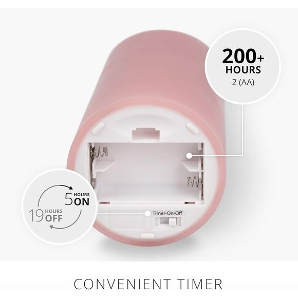 Luminara Flameless Battery Operated LED Candle for Decor, 3x6.5", Blooming Mauve - Picture 4 of 4